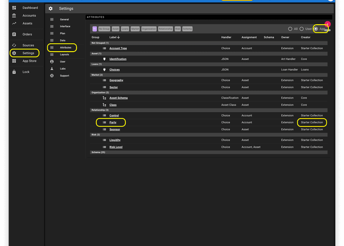 Attributes in AssetView