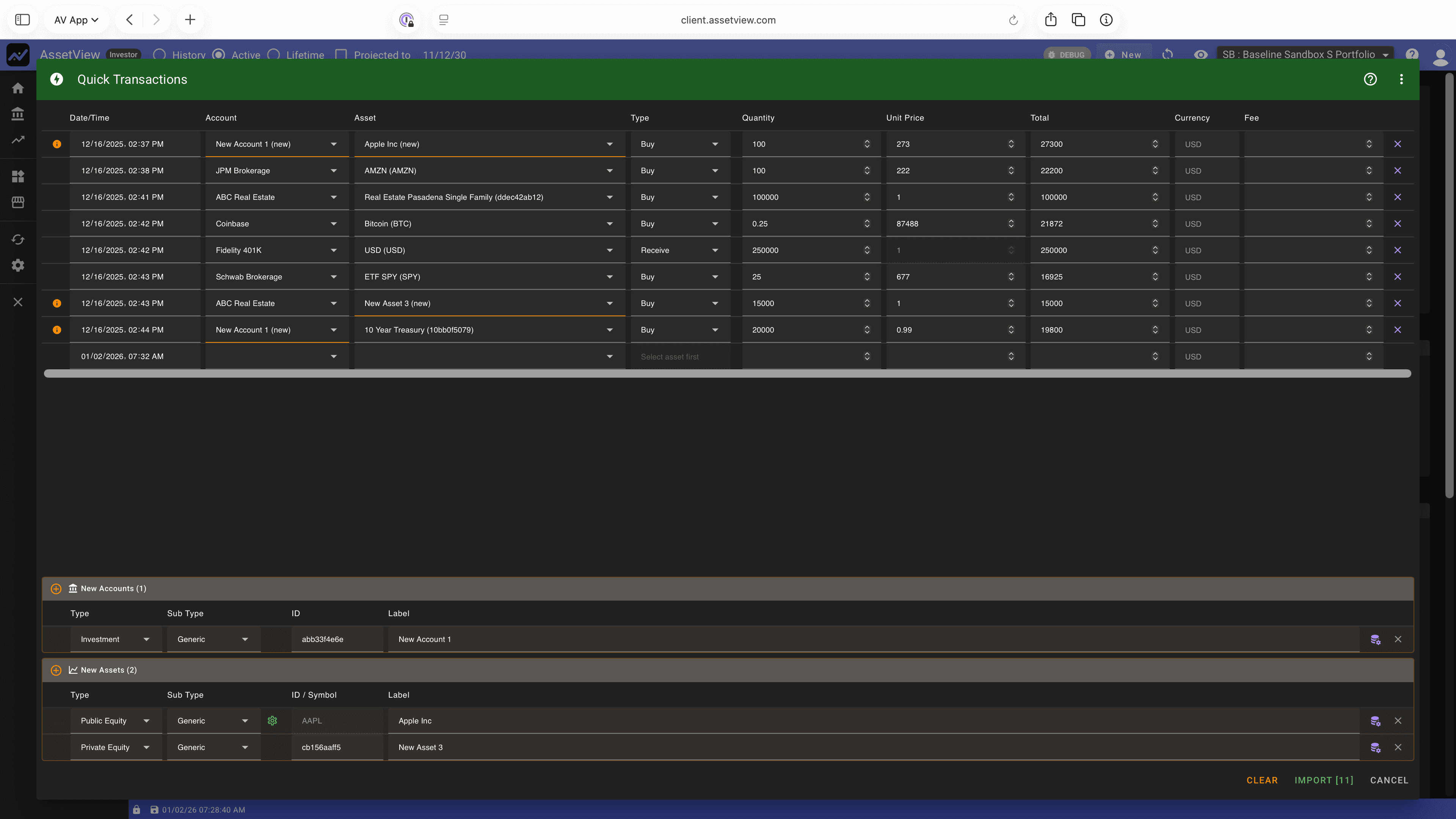AssetView Account List